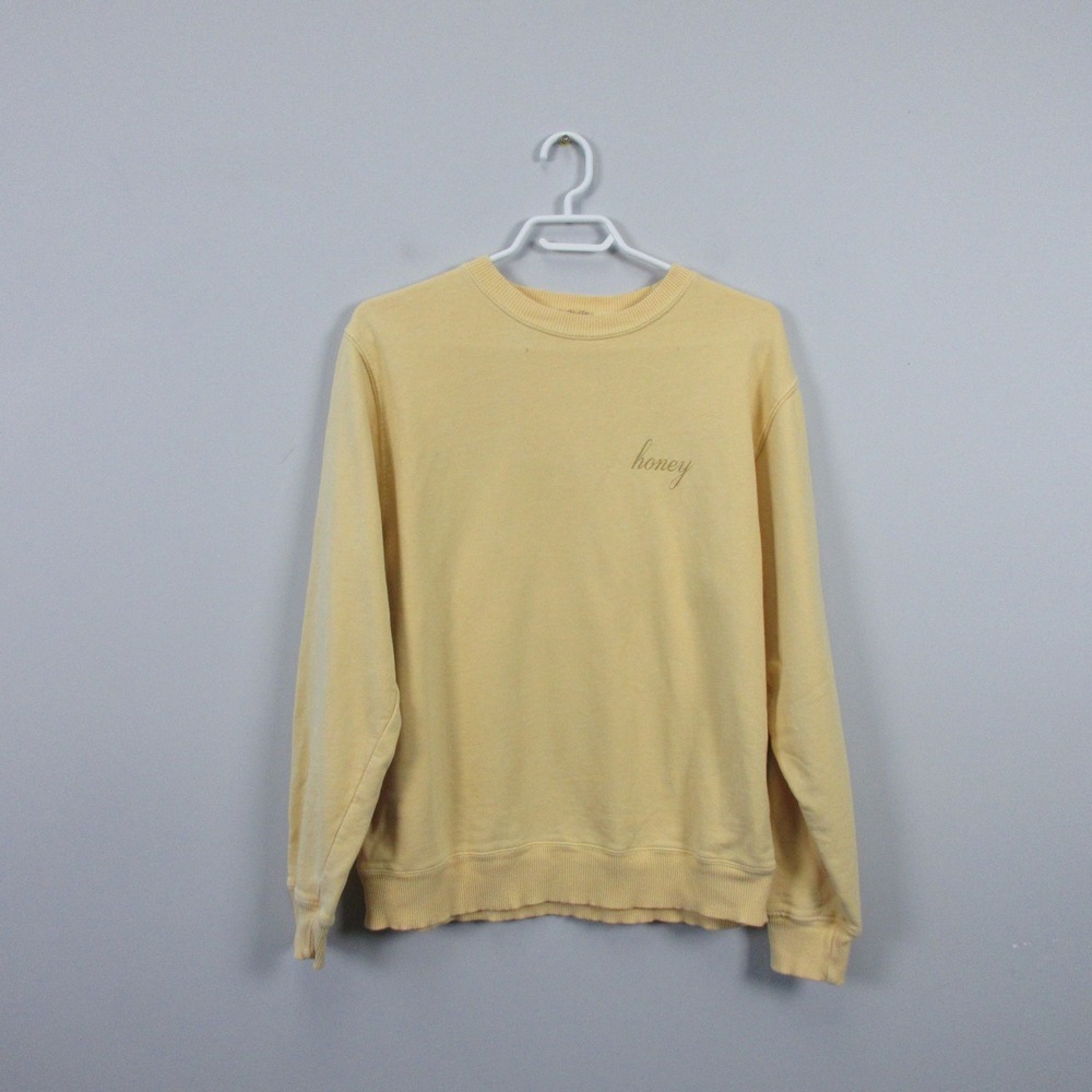 Brandy Melville J. Galt Honey Embroidered Sweatshirt Women Yellow Crew Neck 394